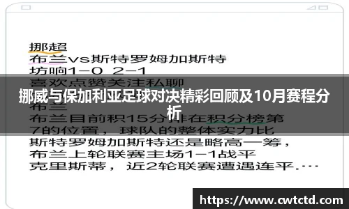 挪威与保加利亚足球对决精彩回顾及10月赛程分析